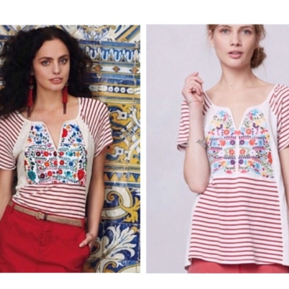 Striped Embroidered Tee by TINY